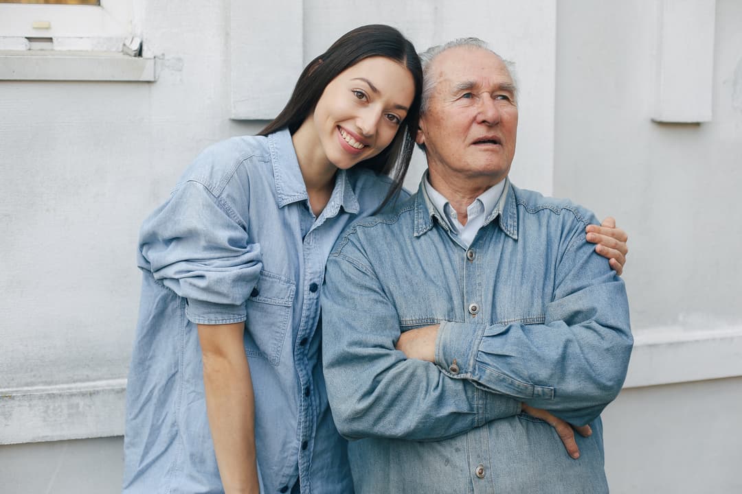 Caregiver helping senior